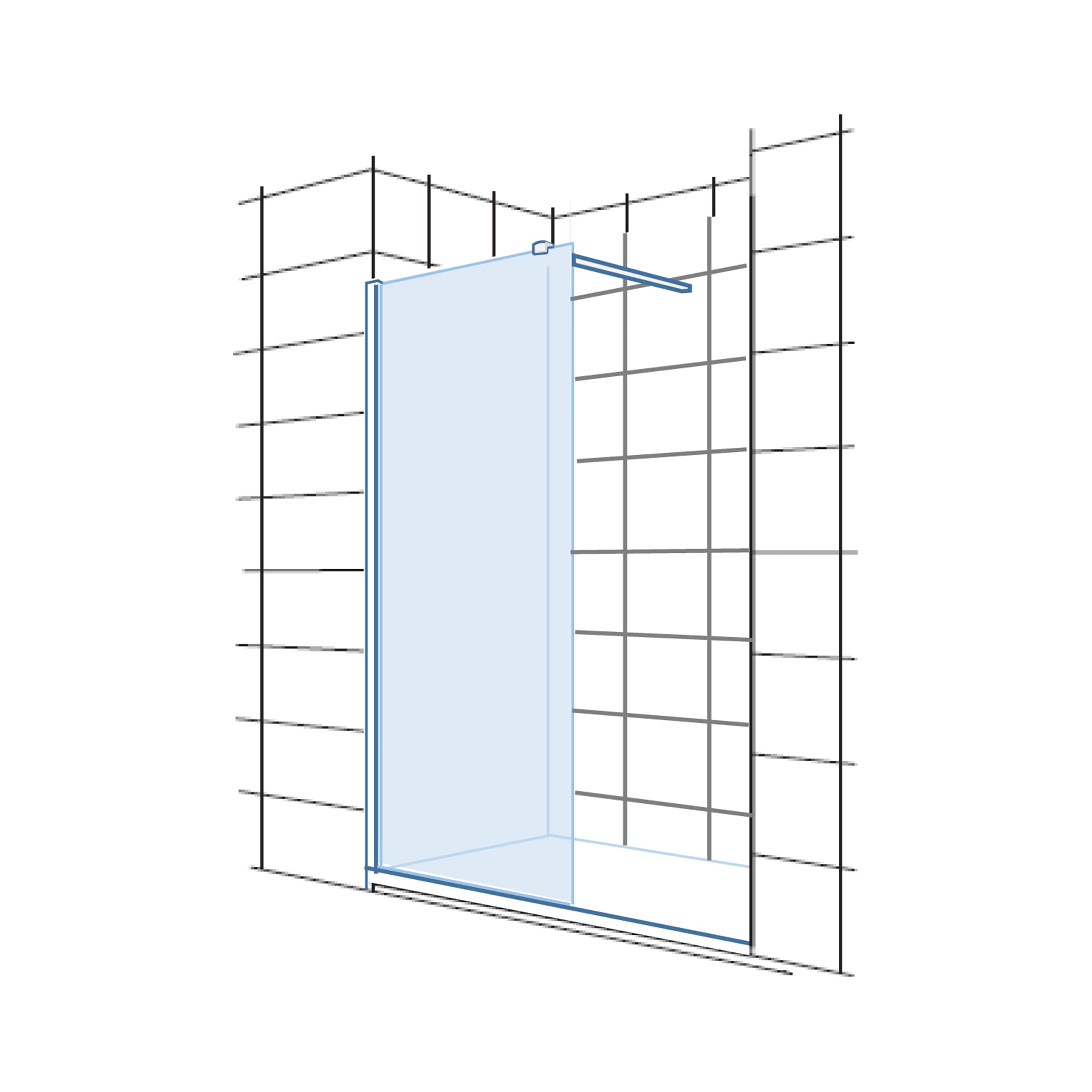 Shower screens, walk-in Silver glossy profile Ponta H2605150026681 Jika